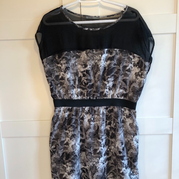 Mini Dress (Grey/Black with sheer top) with pocket - Picture 1 of 4